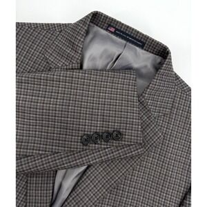 Hart Schaffner Marx Sport Coat‎ Mens 42R Gray Check Wool Blazer Jacket Made USA
